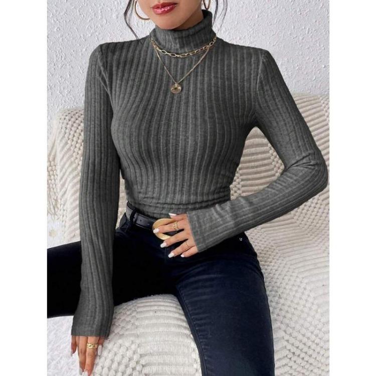 Slim Elegant High Neck Sweater for Women Long Sleeve Solid Color Winter Autumn Clothing XL темно-сірий колір
Slim Elegant High Neck Sweater for Women Long Sleeve Solid Color Winter Autumn Clothing XL темно-сірий колір