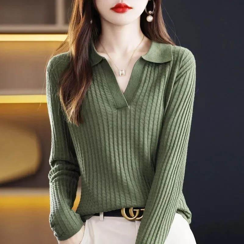 Осенне-зимняя нижняя рубашка с воротником-поло, женский тонкий вязаный свитер в корейском стиле с универсальным верхом M зелёный
Осенне-зимняя нижняя рубашка с воротником-поло, женский тонкий вязаный свитер в корейском стиле с универсальным верхом M зелёный