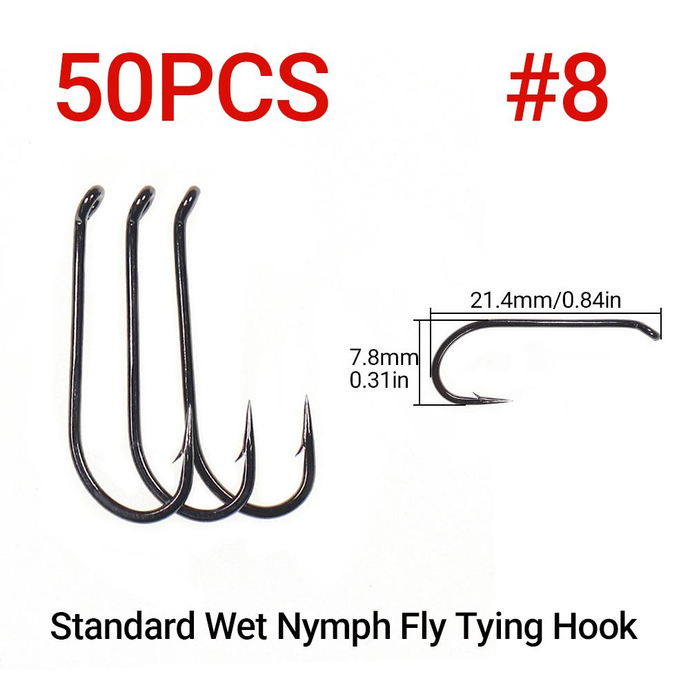 50PCS Standard Wet Nymph Fly Tying Hook Ultra Sharp Hooks for Wet Flies Copper John Fly Trout Fishing Lures #8-#18
50PCS Standard Wet Nymph Fly Tying Hook Ultra Sharp Hooks for Wet Flies Copper John Fly Trout Fishing Lures #8-#18
