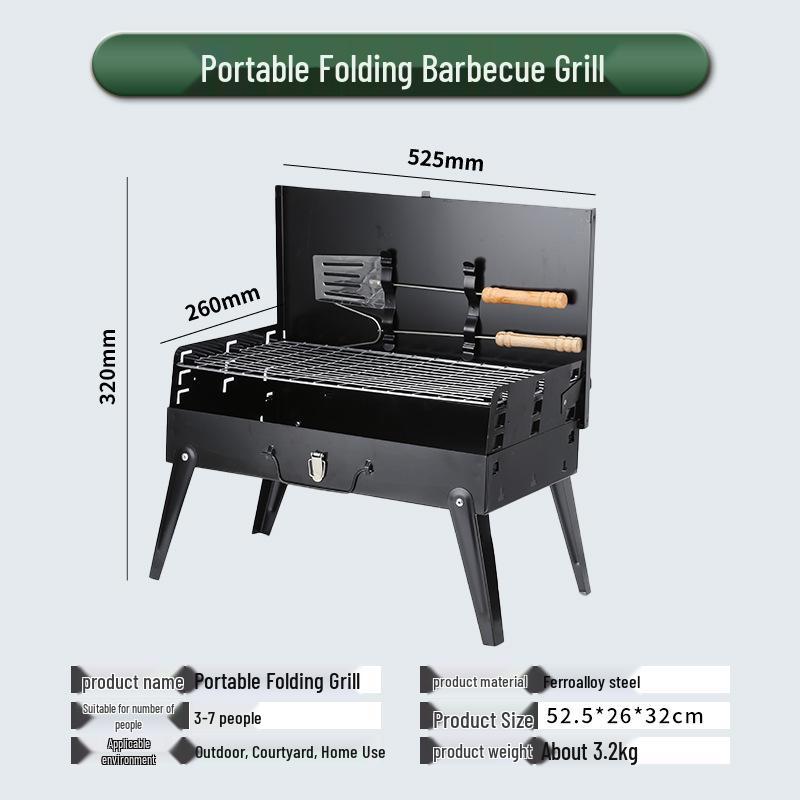 Portable Stainless Steel Folding Charcoal BBQ Grill for Outdoor Camping and Picnics
Portable Stainless Steel Folding Charcoal BBQ Grill for Outdoor Camping and Picnics