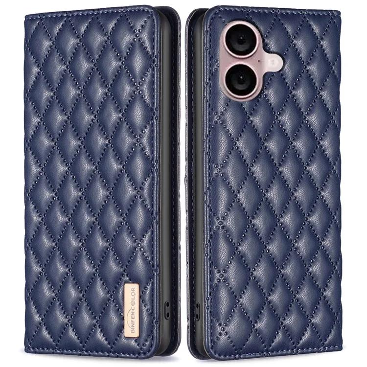 COLOR BF Style-16 для iPhone 16 Plus чехол-подставка кожаный чехол для телефона с тисненой ромбовидной сеткой - синий
COLOR BF Style-16 для iPhone 16 Plus чехол-подставка кожаный чехол для телефона с тисненой ромбовидной сеткой - синий
