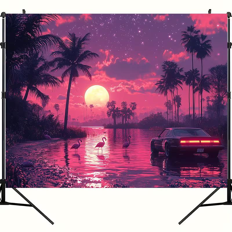 2D Synthwave Pink Sunset Backdrop, Florida Palm Trees Photo Background for Studio 47.2x31.5inch/120*80cm
2D Synthwave Pink Sunset Backdrop, Florida Palm Trees Photo Background for Studio 47.2x31.5inch/120*80cm