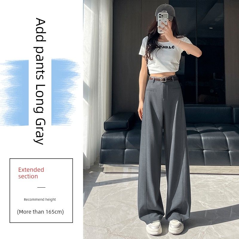 High-Grade Suit Pants Women Summer 2025 New Small High Waist Slimming Loose Straight Drape Mop Wide-Leg Pants Gray extension 2XL
High-Grade Suit Pants Women Summer 2025 New Small High Waist Slimming Loose Straight Drape Mop Wide-Leg Pants Gray extension 2XL