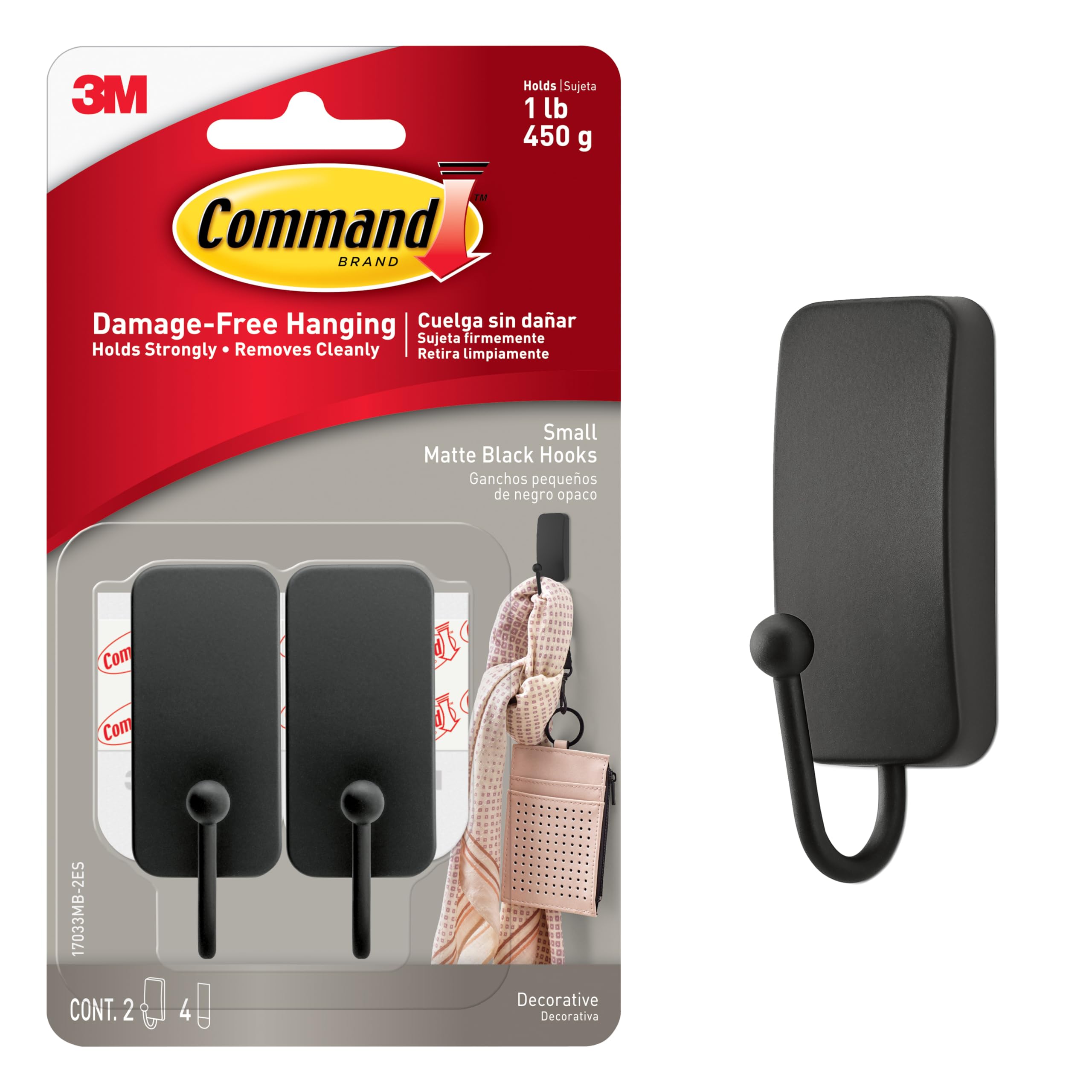 Command Adhesive Wall Hanging Hook Matte Black S 2 Pieces No Holes in the Wall No Damage to the Wall 17033MB-2JP
Command Adhesive Wall Hanging Hook Matte Black S 2 Pieces No Holes in the Wall No Damage to the Wall 17033MB-2JP