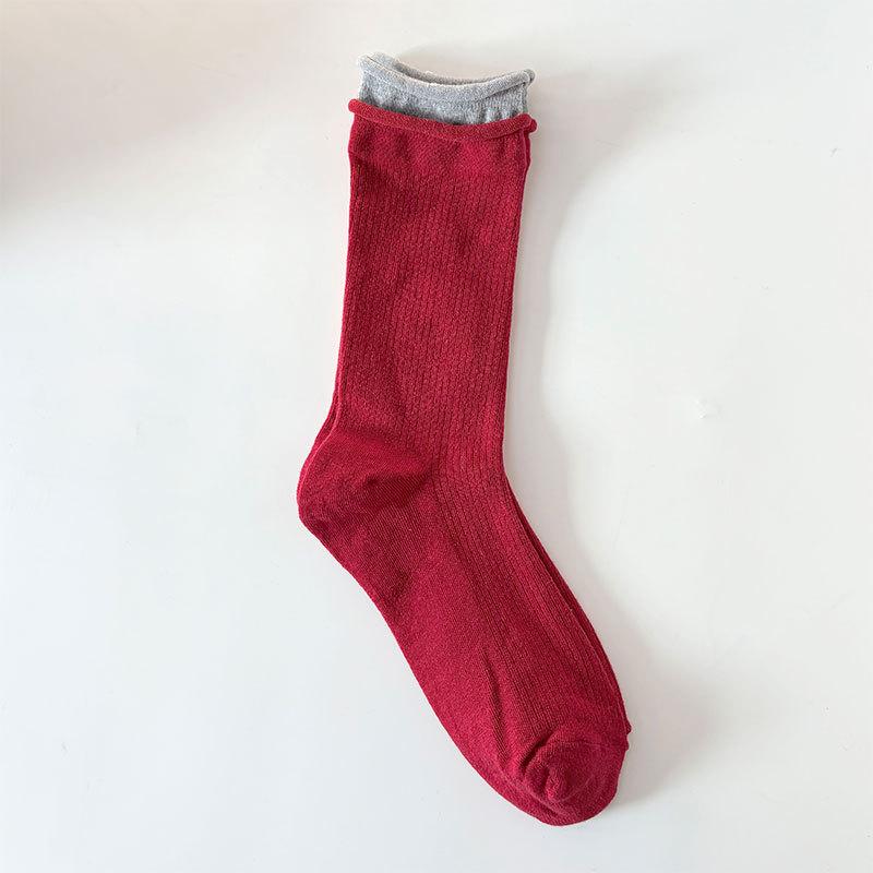 Autumn and Winter Ankela Red Color-blocked Double Flared Rolled-up Socks, Women s Mid-calf Socks, Trendy Socks, Dui Dui Socks, Trendy Cotton Socks 1 pair червоний
Autumn and Winter Ankela Red Color-blocked Double Flared Rolled-up Socks, Women s Mid-calf Socks, Trendy Socks, Dui Dui Socks, Trendy Cotton Socks 1 pair червоний