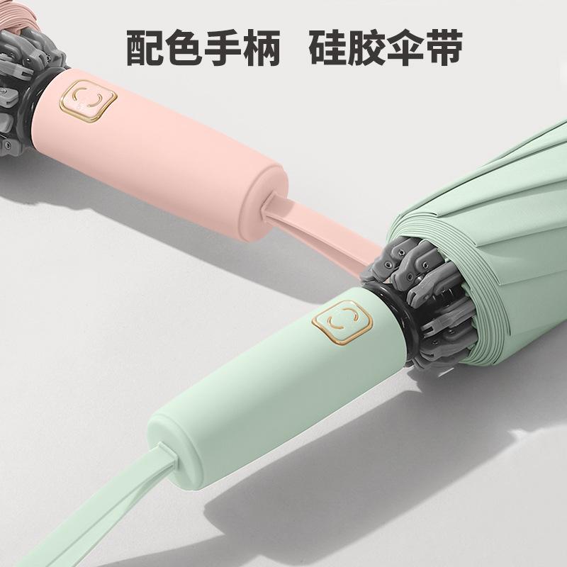 New 10-bone three-fold automatic reverse umbrella 280t bumping cloth fabric silicone belt handle umbrella 23 inch
New 10-bone three-fold automatic reverse umbrella 280t bumping cloth fabric silicone belt handle umbrella 23 inch