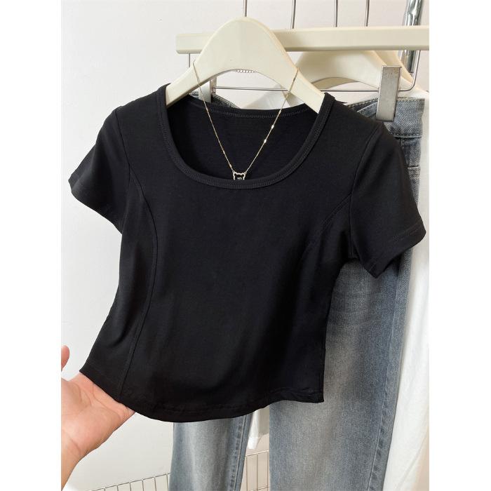 Special physical U-neck short-sleeved women s T-shirt, summer thin slim-fitting pure desire positive shoulder exposed collarbone large neckline top XL чорний
Special physical U-neck short-sleeved women s T-shirt, summer thin slim-fitting pure desire positive shoulder exposed collarbone large neckline top XL чорний
