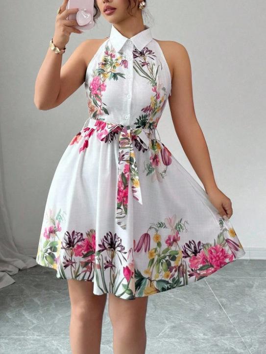 European and American summer new women s print waist sleeveless shirt dress vacation skirt XL
European and American summer new women s print waist sleeveless shirt dress vacation skirt XL