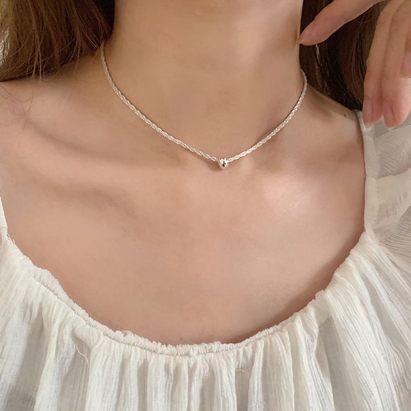 Silver Glittering Sand Clavicle Necklace for Women - Retro Luxury Choker 
Silver Glittering Sand Clavicle Necklace for Women - Retro Luxury Choker