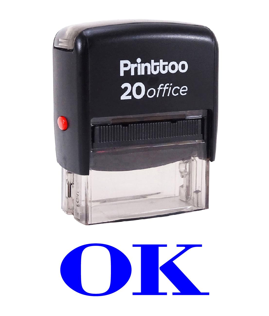 Printtoo Офісне канцелярське приладдя Індивідуальний штамп OK Самонабірний гумовий штамп-Чорний 14 mm x 38 mm (Approx) синій
Printtoo Офісне канцелярське приладдя Індивідуальний штамп OK Самонабірний гумовий штамп-Чорний 14 mm x 38 mm (Approx) синій
