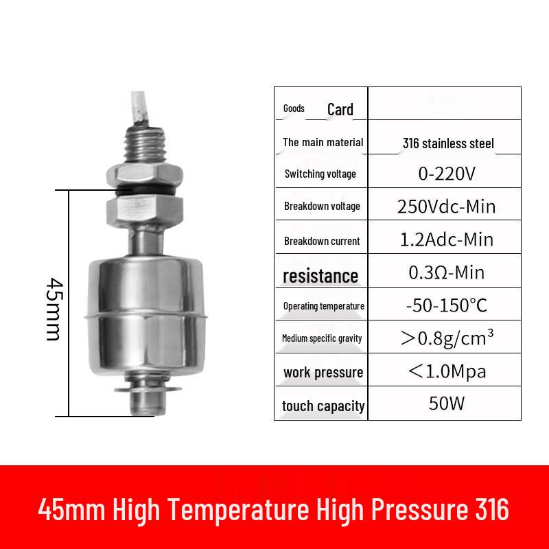 45mm Stainless Steel Automatic Float Water Level Sensor
45mm Stainless Steel Automatic Float Water Level Sensor