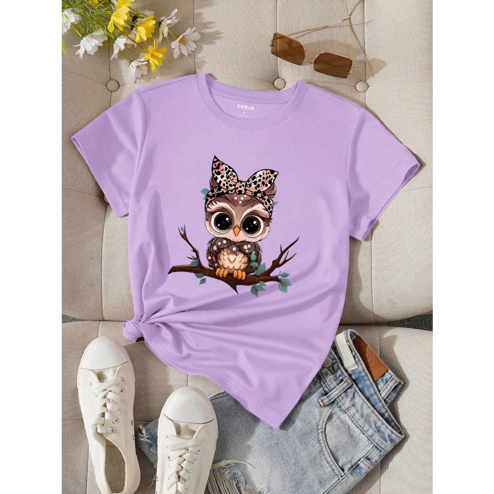 Женская летняя повседневная футболка с круглым вырезом и коротким рукавом с принтом мультяшной совы L
Женская летняя повседневная футболка с круглым вырезом и коротким рукавом с принтом мультяшной совы L