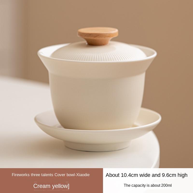 Cream Style Gaiwan Honey Powder Teacup Single Porcelain Kung Fu Tea Set Household Tea Bowl Tea Making Device
Cream Style Gaiwan Honey Powder Teacup Single Porcelain Kung Fu Tea Set Household Tea Bowl Tea Making Device