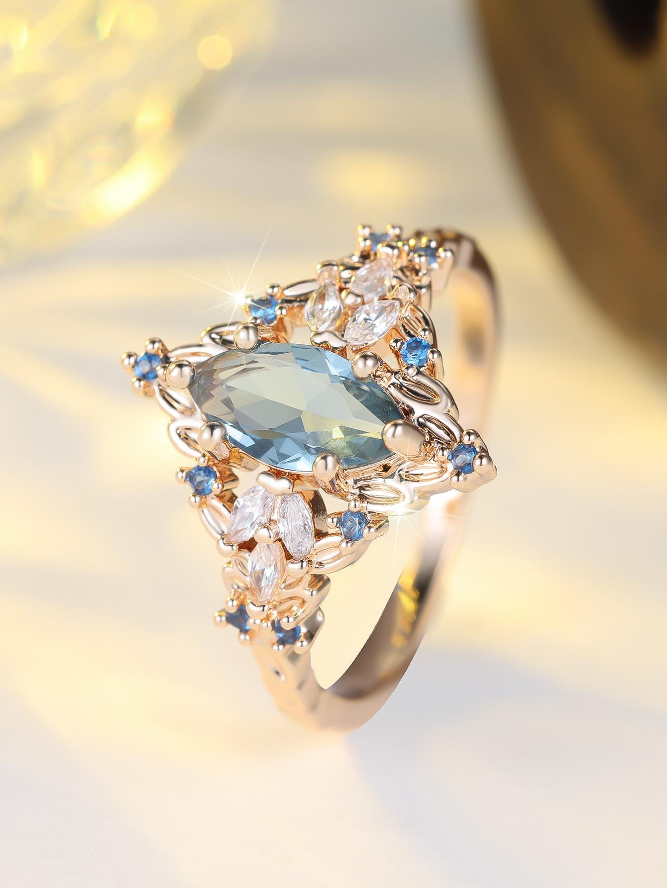The world s best-selling horse s eye Muran edge sea blue small round diamond ring, niche style versatile ring no. 6
The world s best-selling horse s eye Muran edge sea blue small round diamond ring, niche style versatile ring no. 6