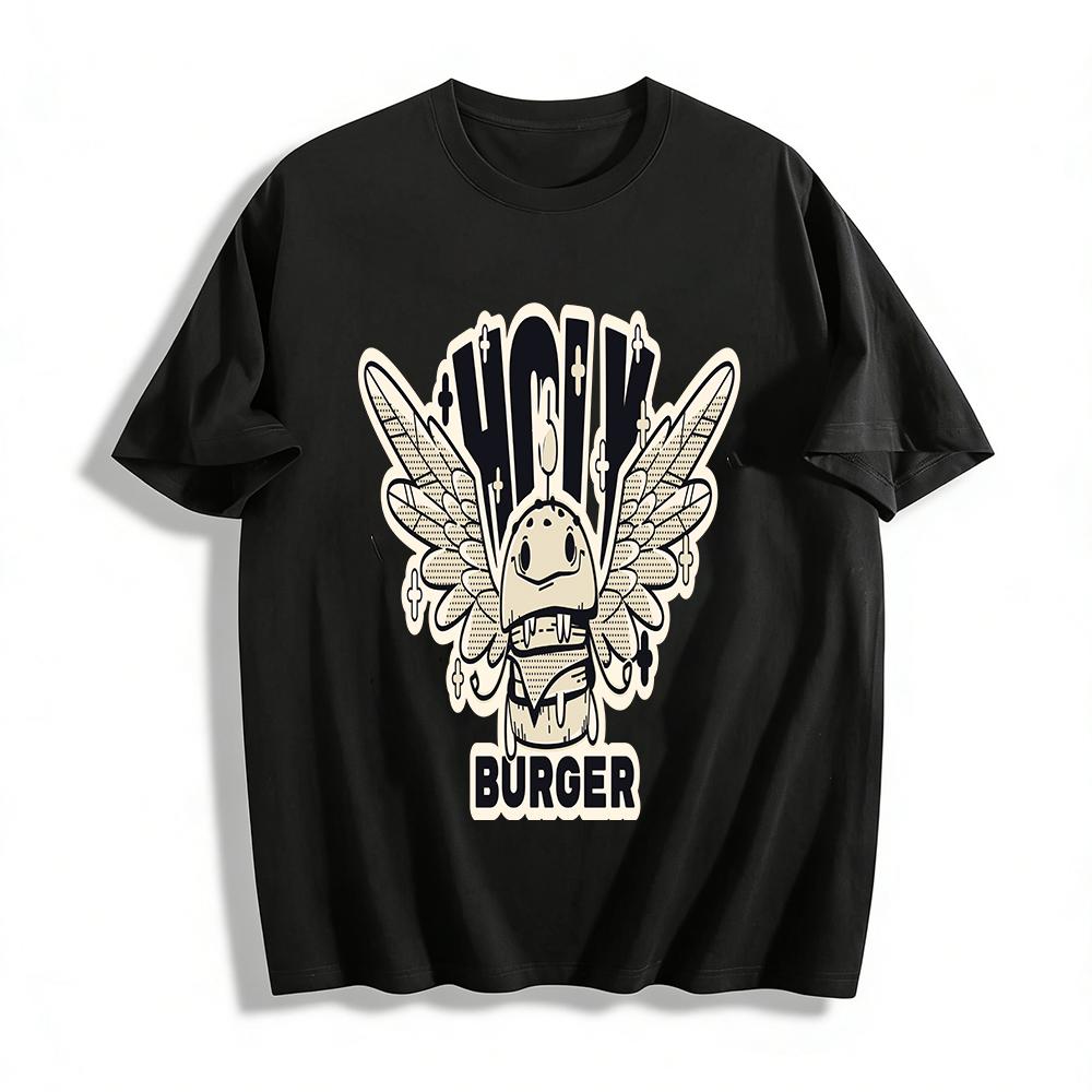 Funny Winged Burger Print T-shirt Unisex Retro Street Style Casual Loose Crew Neck Tee Pure cotton T-shirt 6XL
Funny Winged Burger Print T-shirt Unisex Retro Street Style Casual Loose Crew Neck Tee Pure cotton T-shirt 6XL
