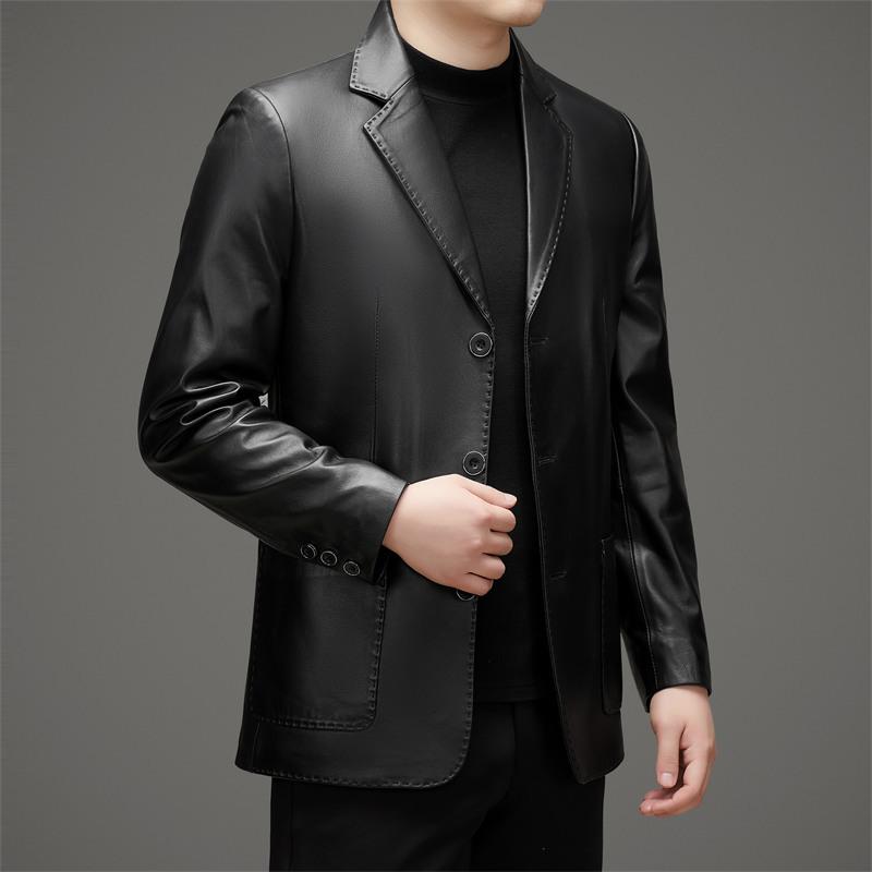 Осенние новые мужские куртки из натуральной кожи, куртки из овчины, повседневные костюмы, деловая мужская одежда, одежда для людей среднего возраста для поездок на работу 190
Осенние новые мужские куртки из натуральной кожи, куртки из овчины, повседневные костюмы, деловая мужская одежда, одежда для людей среднего возраста для поездок на работу 190