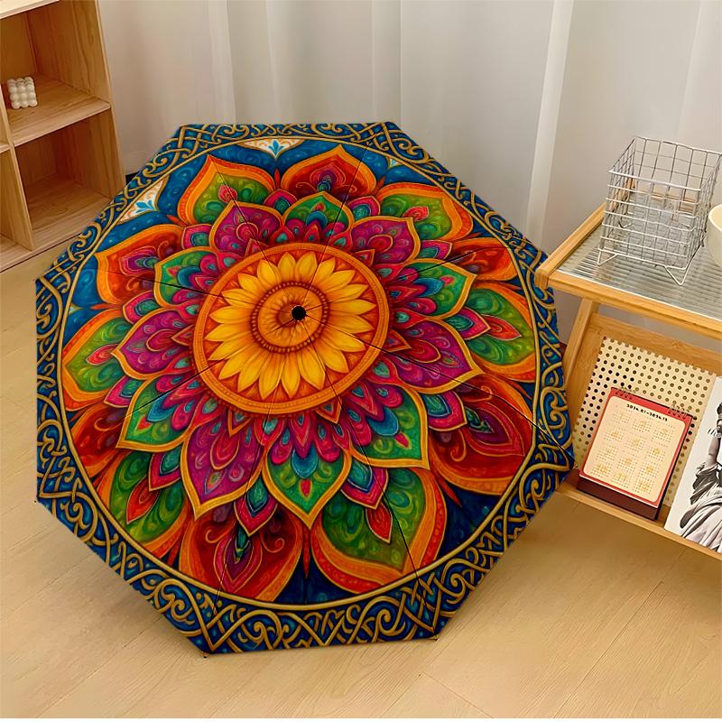 Colorful Flower Stained Glass Theme Automatic Umbrella Compact 8-Rib Design Sturdy Construction Durable Everyday Carry Umbrella Stylish Accessory
Colorful Flower Stained Glass Theme Automatic Umbrella Compact 8-Rib Design Sturdy Construction Durable Everyday Carry Umbrella Stylish Accessory