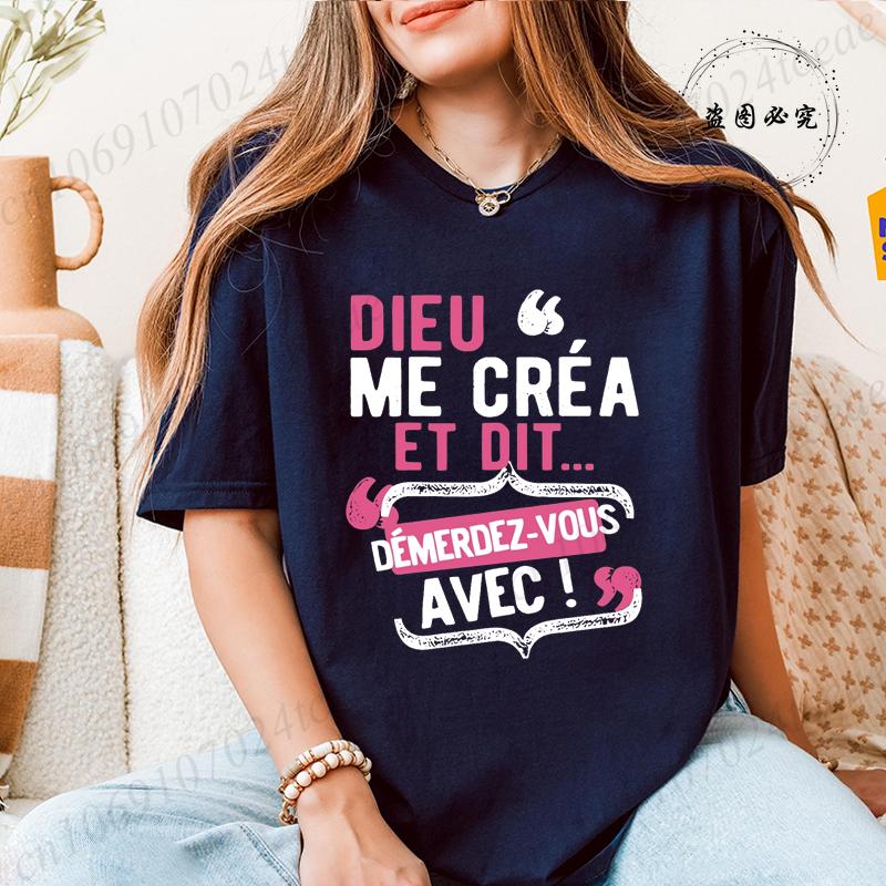 TShirts for Women Casual Crew Neck TShirt with French Quote Dieu Me Cest Mon Saint Playful Letter Print Short Sleeve Top S
TShirts for Women Casual Crew Neck TShirt with French Quote Dieu Me Cest Mon Saint Playful Letter Print Short Sleeve Top S