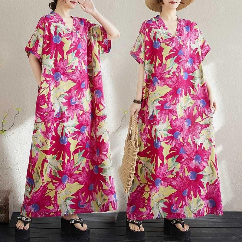 Real Summer New Cotton and Linen Printing V-neck Loose Large Size Simple Holiday Style Long Skirt Women s Beach Skirt Thick one size fits all
Real Summer New Cotton and Linen Printing V-neck Loose Large Size Simple Holiday Style Long Skirt Women s Beach Skirt Thick one size fits all