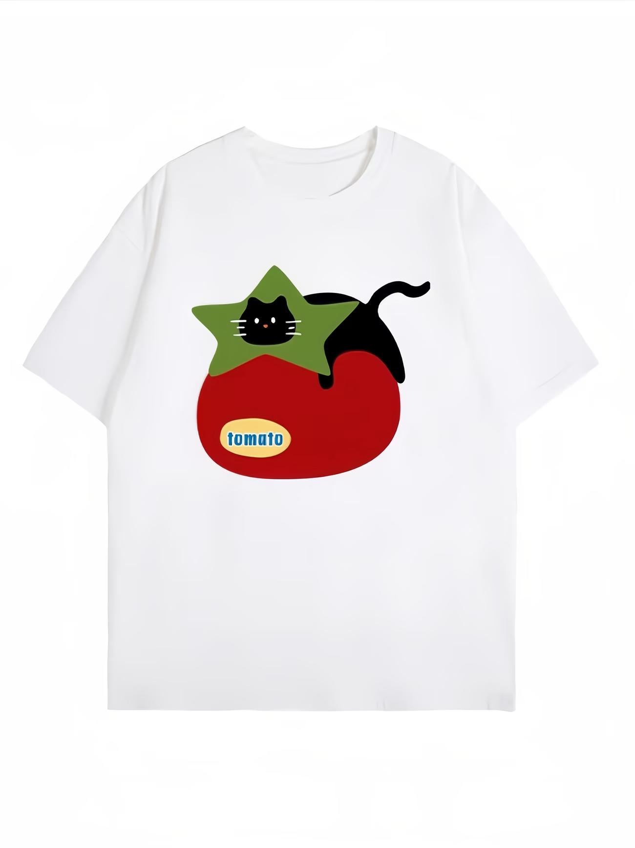 Funny Black Cat in Tomato TShirt Cute Animal Fruit Graphic Tee Humorous Cartoon Print Summer Short Sleeve Top Unisex Casual S
Funny Black Cat in Tomato TShirt Cute Animal Fruit Graphic Tee Humorous Cartoon Print Summer Short Sleeve Top Unisex Casual S