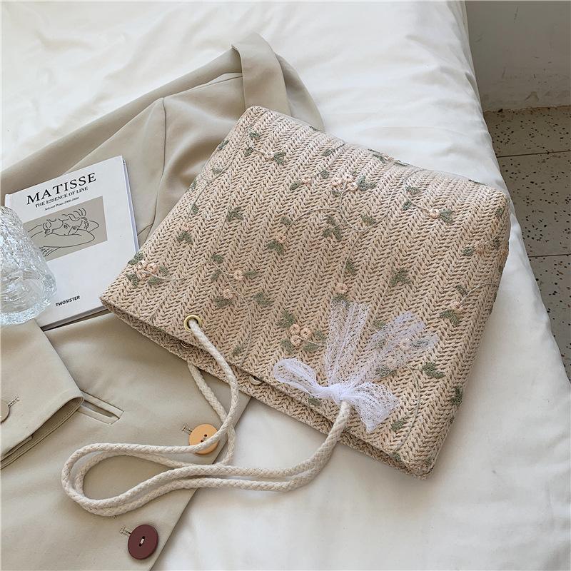 Summer Minimalist Straw Woven Shoulder Tote with Bow Detail - Trendy Chic Handwoven Handbag for Beach & Daily белый
Summer Minimalist Straw Woven Shoulder Tote with Bow Detail - Trendy Chic Handwoven Handbag for Beach & Daily белый