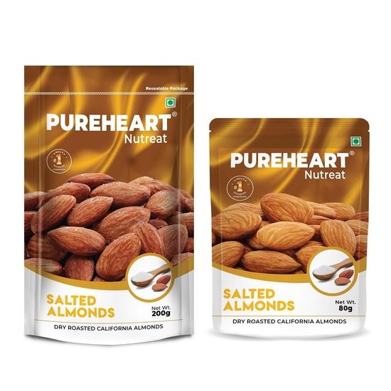 Pureheart Dry Roasted Nutreat Salted Almonds Pack of 200 gm & 80 gm Natural Premium California Almond Nuts/Dry Fruit, Crunchy
Pureheart Dry Roasted Nutreat Salted Almonds Pack of 200 gm & 80 gm Natural Premium California Almond Nuts/Dry Fruit, Crunchy
