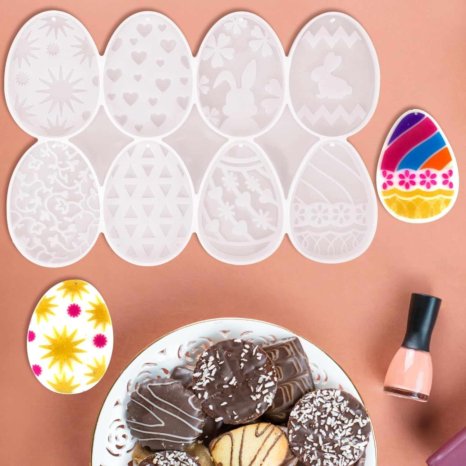 Rabbit Keychain Resin Mold with Hole Easter Silicone Mold DIY Easter Eggs Epoxy Resin Molds for DIY Epoxy Resin Jewellery Making Craft Luggage Tag
Rabbit Keychain Resin Mold with Hole Easter Silicone Mold DIY Easter Eggs Epoxy Resin Molds for DIY Epoxy Resin Jewellery Making Craft Luggage Tag