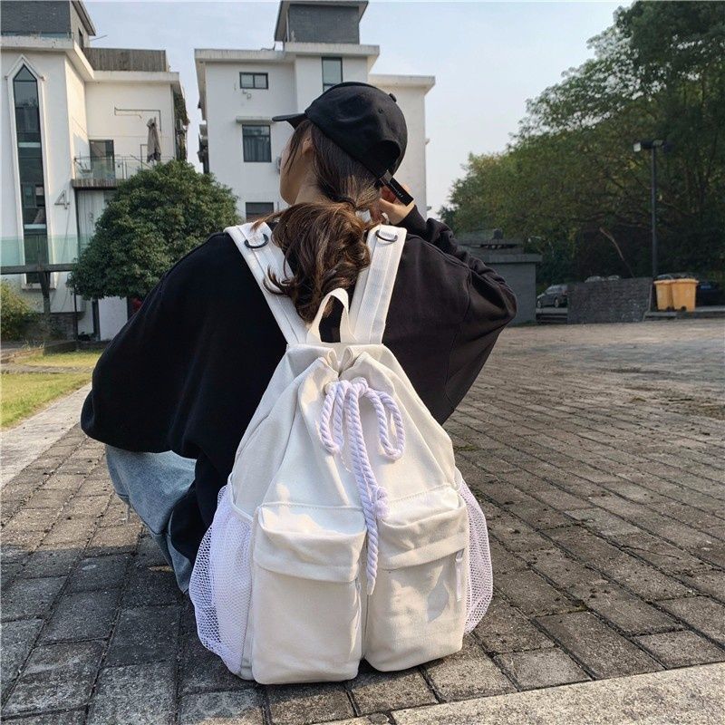 School bag female ins style, Korean version of college student backpack junior high school Mori vintage sense pumping belt versatile canvas backpack upgraded thickened reinforcement білий
School bag female ins style, Korean version of college student backpack junior high school Mori vintage sense pumping belt versatile canvas backpack upgraded thickened reinforcement білий