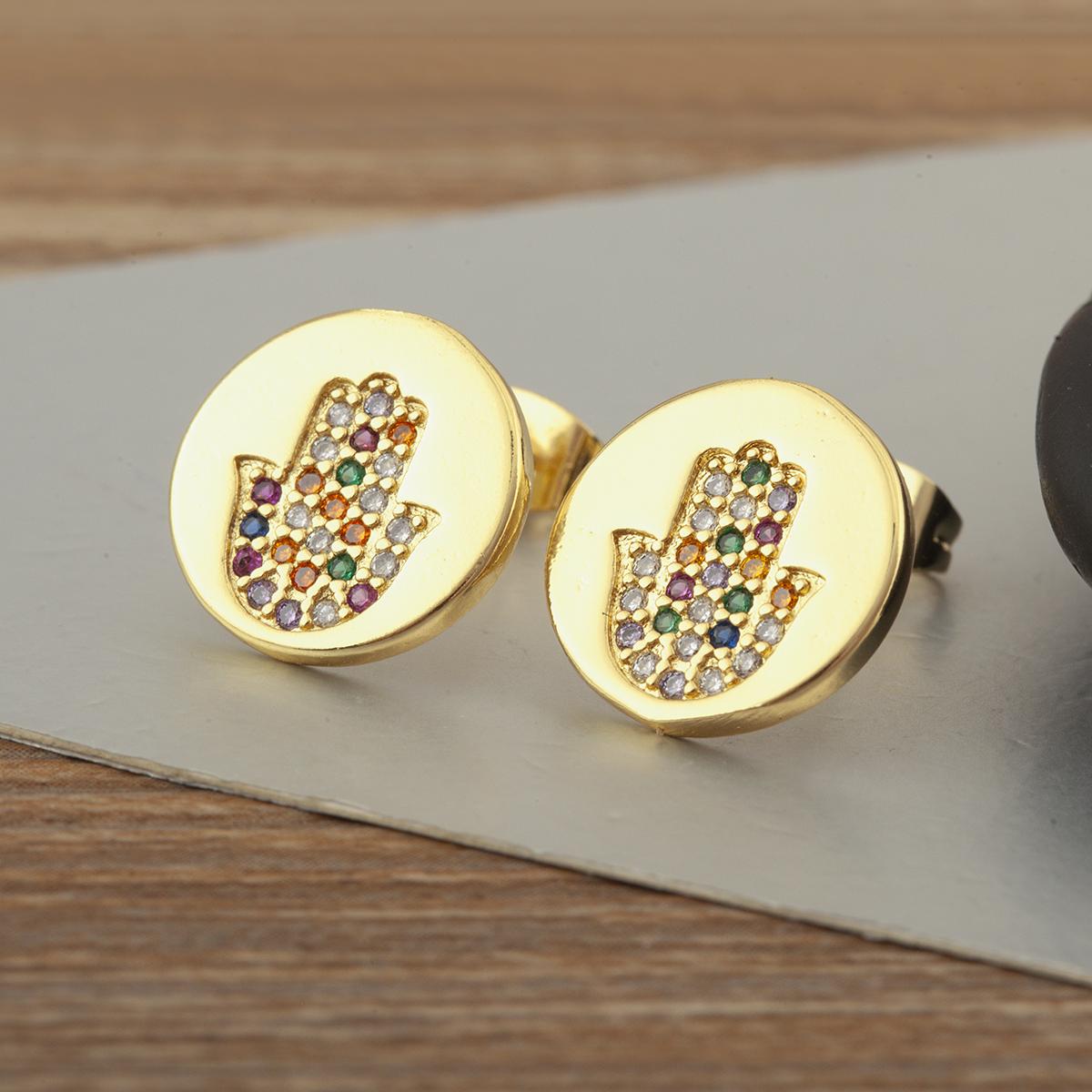 Nidin New Popular Round Shape Copper Inlaid Zircon Palm Stud Earrings For Women Female Fashion Versatile Ear Jewelry Accessories
Nidin New Popular Round Shape Copper Inlaid Zircon Palm Stud Earrings For Women Female Fashion Versatile Ear Jewelry Accessories
