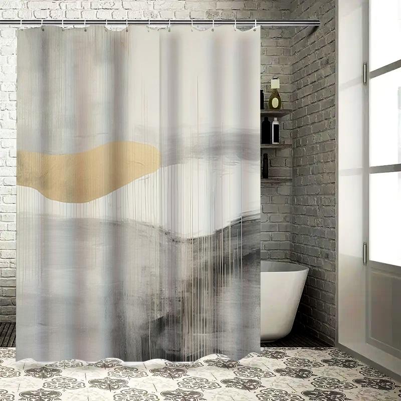 Modern Art Print Shower Curtain With Gold Stripes Neutral Bathroom Decor For Home Kitchen (White) W60H190(CM)-1 Pcs
Modern Art Print Shower Curtain With Gold Stripes Neutral Bathroom Decor For Home Kitchen (White) W60H190(CM)-1 Pcs