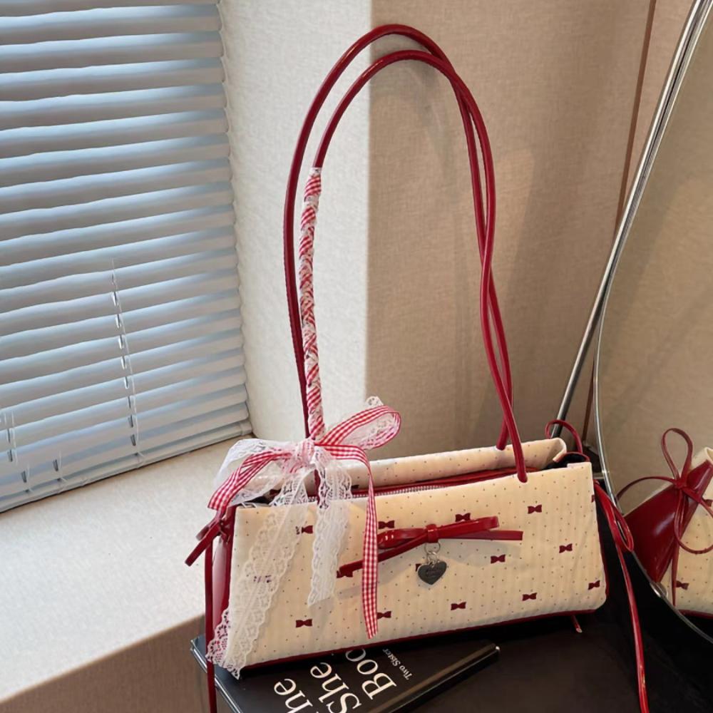 Sweet Bow Lace Shoulder Bag Ribbon Armpit Bag All-match French Stick Handbag Travel червоний
Sweet Bow Lace Shoulder Bag Ribbon Armpit Bag All-match French Stick Handbag Travel червоний