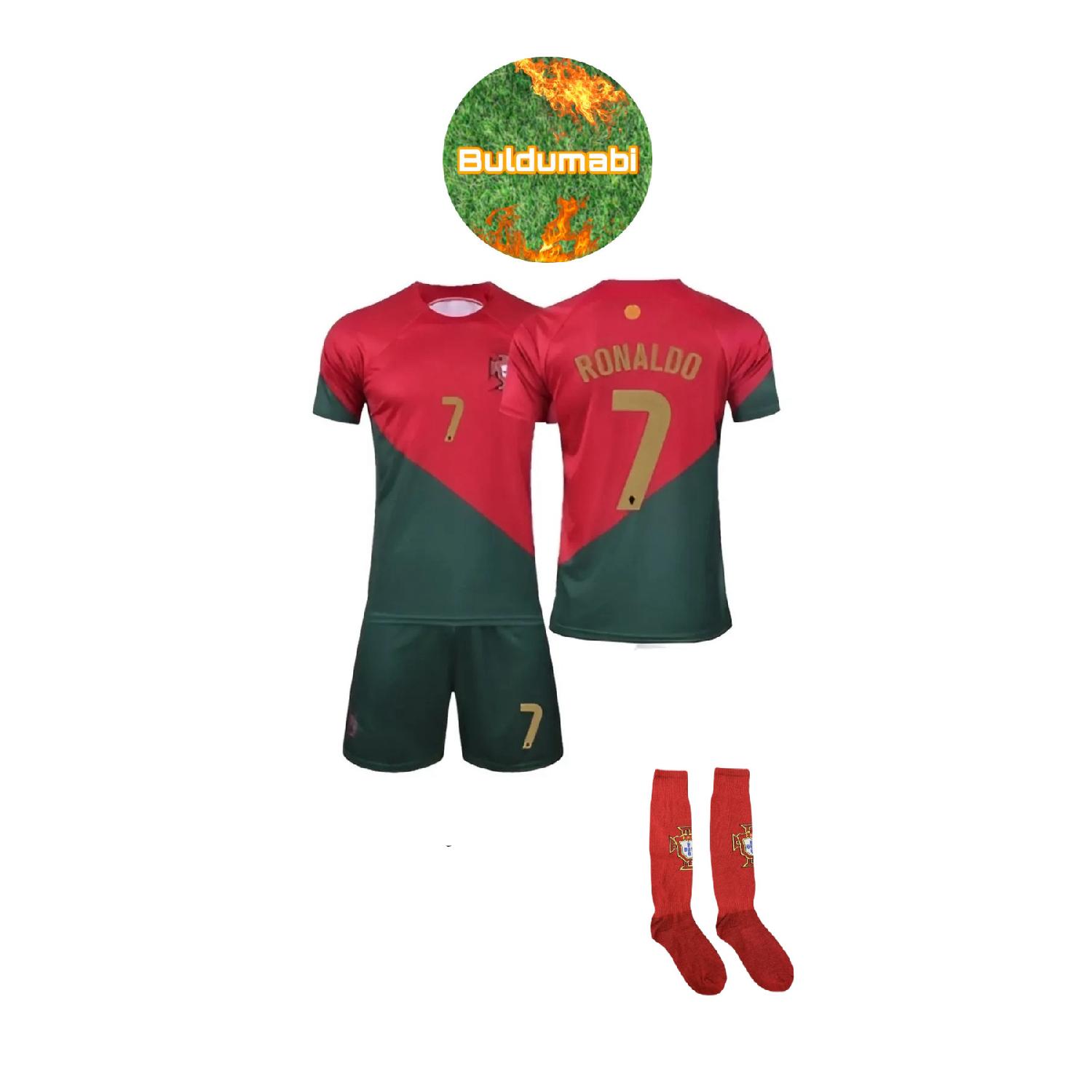 Специальный дизайн, носки с логотипом Portugal Ronaldo, домашний комплект 23/24 сезона, красно-зеленые детские шорты из джерси
Специальный дизайн, носки с логотипом Portugal Ronaldo, домашний комплект 23/24 сезона, красно-зеленые детские шорты из джерси