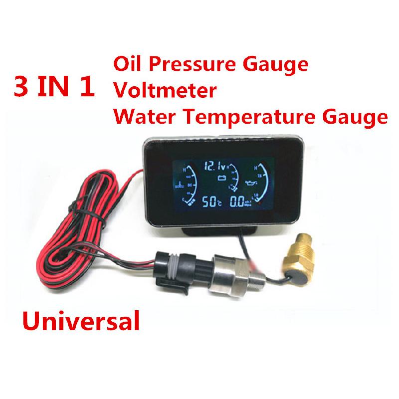 New Universal Lcd 3 Function 12V/24V Truck Car Oil Pressure Gauge + Voltmeter Voltage Gauge + Water Temperature Gauge Meter With Sensors
New Universal Lcd 3 Function 12V/24V Truck Car Oil Pressure Gauge + Voltmeter Voltage Gauge + Water Temperature Gauge Meter With Sensors