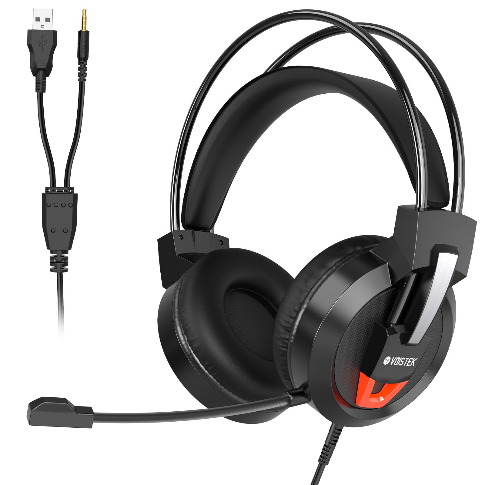 Voistek V9 Gaming Surround Sound Compatible Gaming Audio Compatible with Volume Adjustment and Headband Adjustable Headset, 7.1ch Headphones, Control, чорний
Voistek V9 Gaming Surround Sound Compatible Gaming Audio Compatible with Volume Adjustment and Headband Adjustable Headset, 7.1ch Headphones, Control, чорний