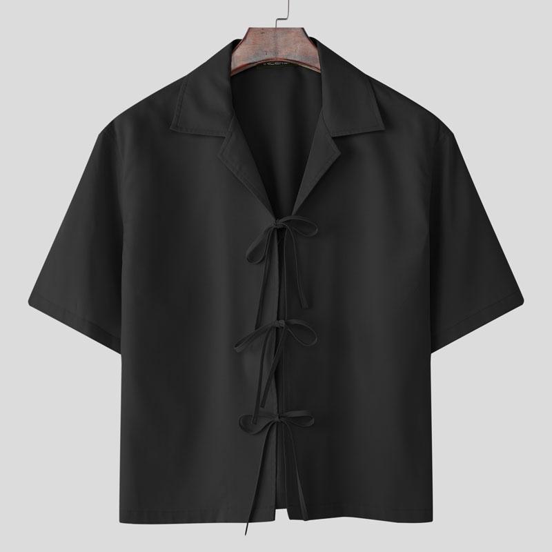 INCERUN Men Summer Turn-down Collar Short Sleeve Lace-up Casual Shirts S чорний
INCERUN Men Summer Turn-down Collar Short Sleeve Lace-up Casual Shirts S чорний