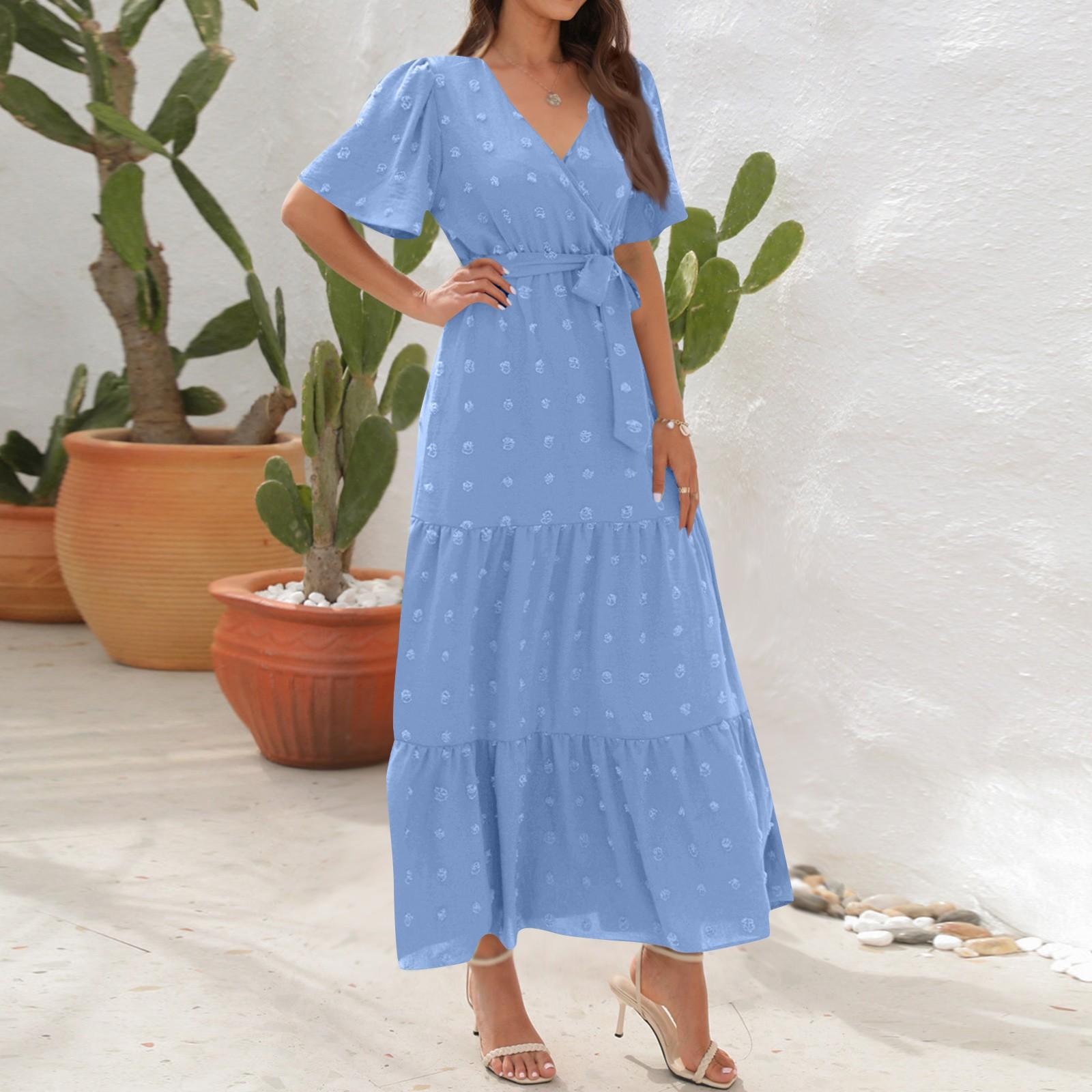 Женское платье с V-образным вырезом и высокой талией, бальное платье с длинным коротким рукавом, праздничное платье для путешествий XXL
Женское платье с V-образным вырезом и высокой талией, бальное платье с длинным коротким рукавом, праздничное платье для путешествий XXL