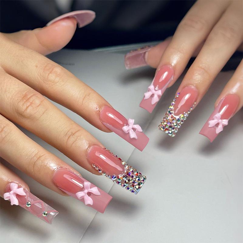 Exquisite European & American Rhinestone Bow Long Stiletto Press-On Nails – Elegant Whitening Design for Women
Exquisite European & American Rhinestone Bow Long Stiletto Press-On Nails – Elegant Whitening Design for Women