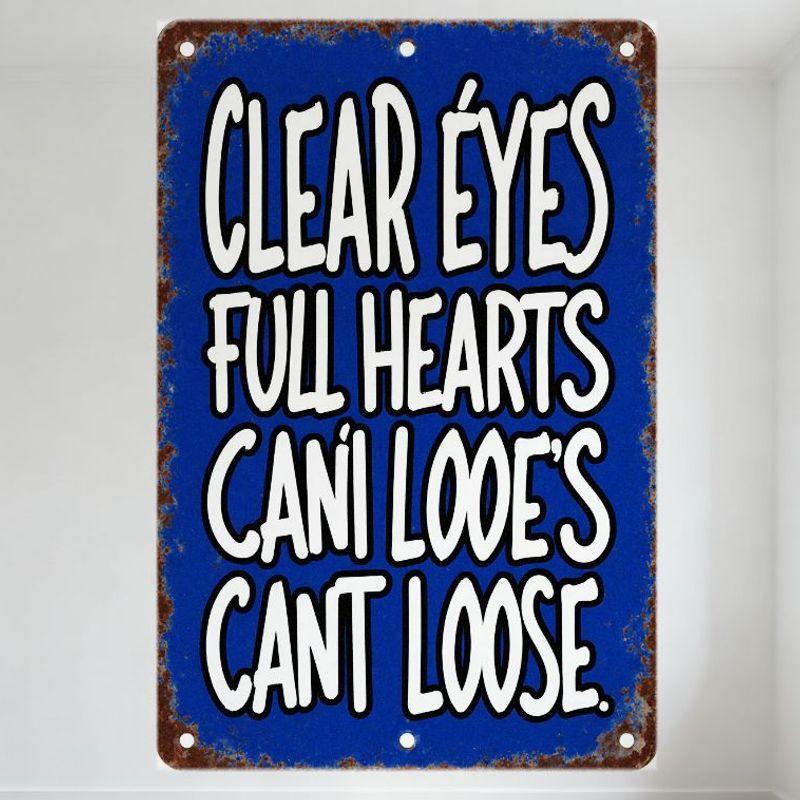 Vintage Blue Metal Sign Clear Eyes Full Hearts Can I Lose s Cant Loose Text Rustic Aged Wall Decor for Man Cave Home Bar Cafe 20x30cm(7.8x11.8inch)
Vintage Blue Metal Sign Clear Eyes Full Hearts Can I Lose s Cant Loose Text Rustic Aged Wall Decor for Man Cave Home Bar Cafe 20x30cm(7.8x11.8inch)