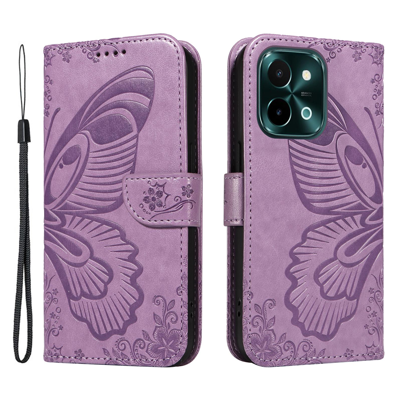 For vivo Y28 4G Case Butterfly Flip Leather Phone Cover with Wrist Strap Light Purple
For vivo Y28 4G Case Butterfly Flip Leather Phone Cover with Wrist Strap Light Purple