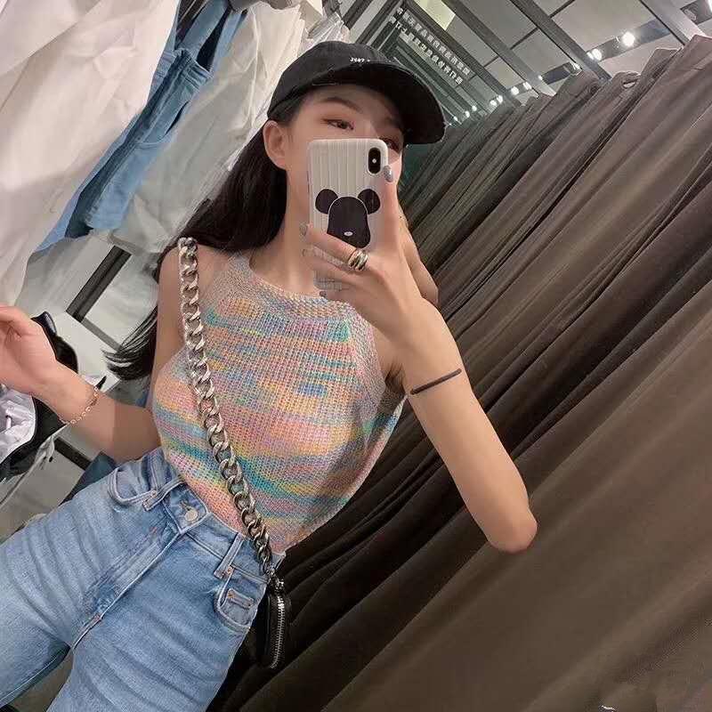 Rainbow Strappy Knit Halter Neck Tank Top - Sleeveless, Slimming, Off-the-Shoulder, Sexy and Trendy Summer Wear for Women One Size
Rainbow Strappy Knit Halter Neck Tank Top - Sleeveless, Slimming, Off-the-Shoulder, Sexy and Trendy Summer Wear for Women One Size