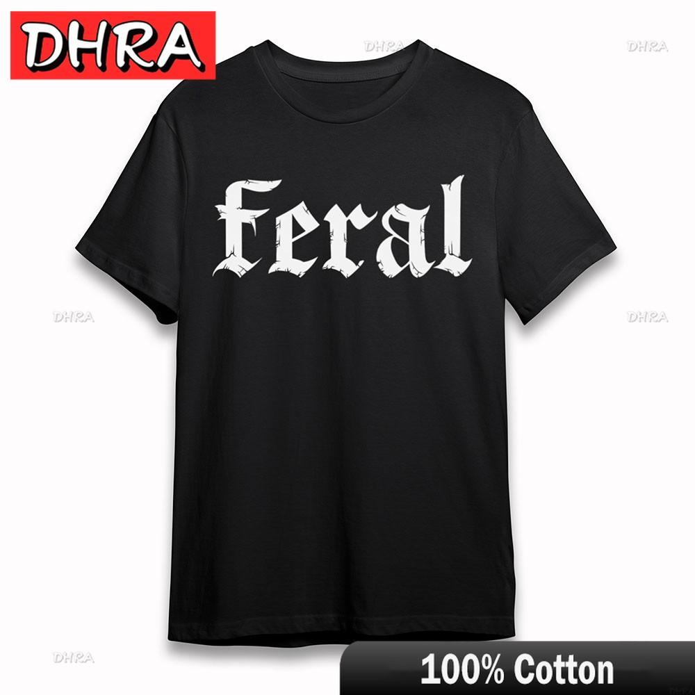 Womens Soft TShirt Feral Text Gothic Lettering Tee Short Oversize Cotton Black Graphic Camisetas Mujer Vocation Punk for Unisex 4XL
Womens Soft TShirt Feral Text Gothic Lettering Tee Short Oversize Cotton Black Graphic Camisetas Mujer Vocation Punk for Unisex 4XL
