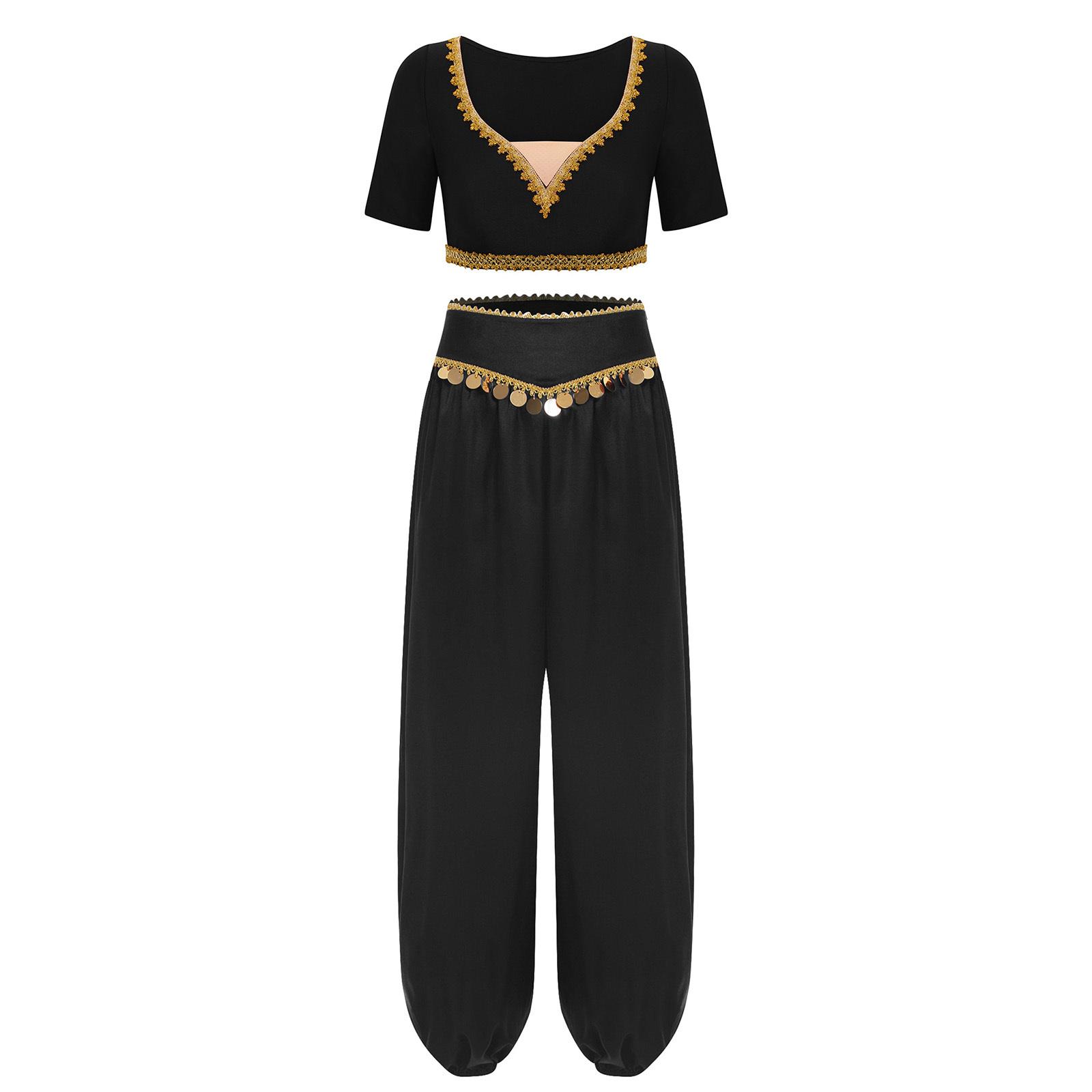Womens India Dance Outfit Crop Top Gold Trim V Neck Sequin Tassel Pants 2 Piece Set Folk Dance S чорний
Womens India Dance Outfit Crop Top Gold Trim V Neck Sequin Tassel Pants 2 Piece Set Folk Dance S чорний