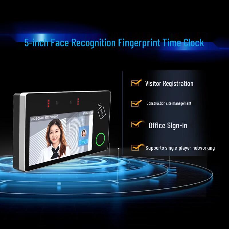 5-inch Smart Face & Fingerprint Access Control Time Attendance System CN plug (adapter included)
5-inch Smart Face & Fingerprint Access Control Time Attendance System CN plug (adapter included)