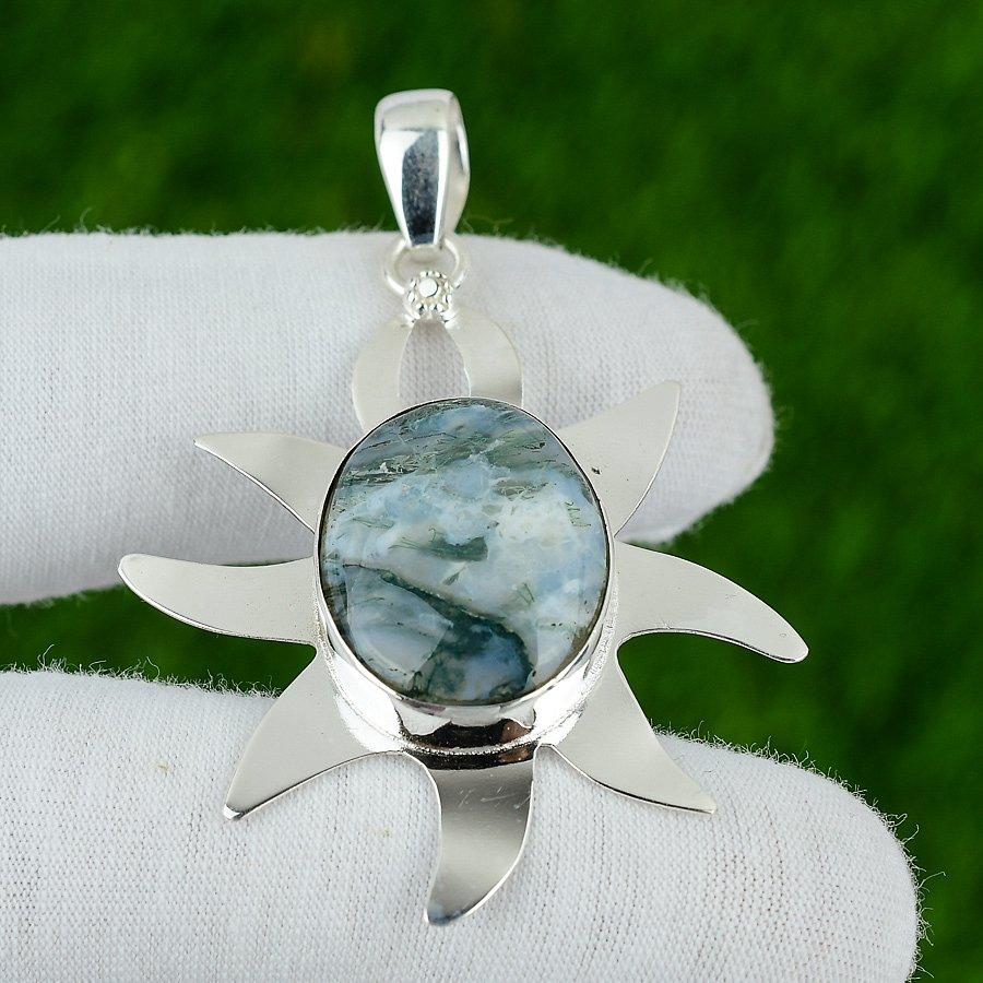 Oval Solar Moss Agate Stone Sterling Silver Bezel Wife Birthday Pendant Jewelry
Oval Solar Moss Agate Stone Sterling Silver Bezel Wife Birthday Pendant Jewelry