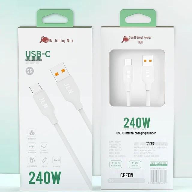 Jieli Niu S6-CC 240W Universal Fast Charging Cable, 1.2m S6/Type-C Cable
Jieli Niu S6-CC 240W Universal Fast Charging Cable, 1.2m S6/Type-C Cable