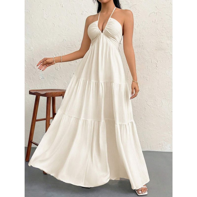 Fashion Wind Summer Women s Clothing New V-neck Brace Long Dress Elegant off-the-Shoulder Sleeves Sling Polyester Print Tide Rice White S
Fashion Wind Summer Women s Clothing New V-neck Brace Long Dress Elegant off-the-Shoulder Sleeves Sling Polyester Print Tide Rice White S