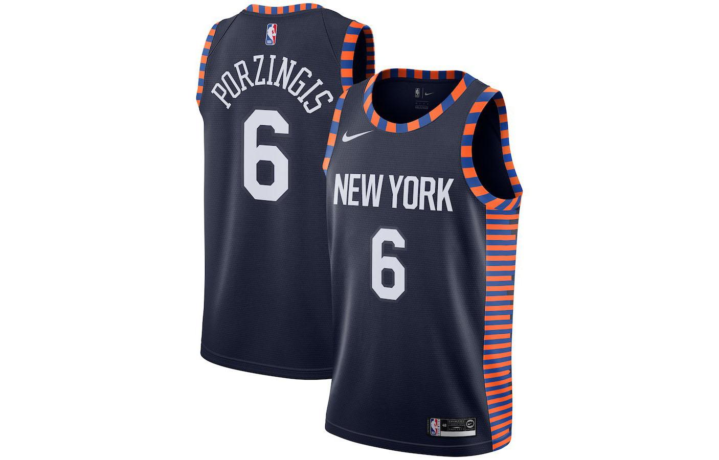 Nike Basketball Jersey City Edition Kristaps Porzingis Knicks, Porzingis Size 6 Men s Black AJ4630-419 S
Nike Basketball Jersey City Edition Kristaps Porzingis Knicks, Porzingis Size 6 Men s Black AJ4630-419 S