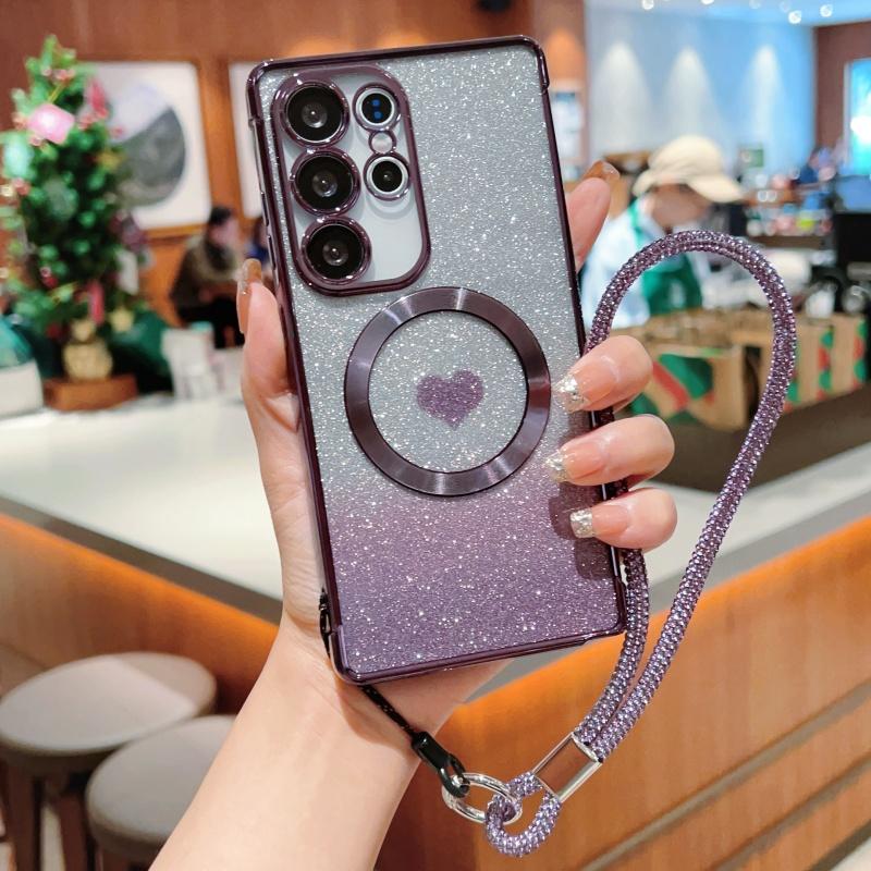 For Samsung Galaxy S25 Ultra Magnetic Case TPU Phone Cover with Strap Heart Gradient Sparkle B
For Samsung Galaxy S25 Ultra Magnetic Case TPU Phone Cover with Strap Heart Gradient Sparkle B