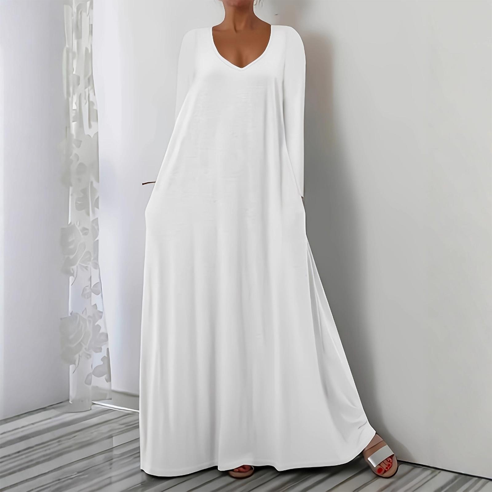 Women s Fashionable Solid Color V Neck Long Sleeved Casual Loose Fitting Pullover Long Dress XL
Women s Fashionable Solid Color V Neck Long Sleeved Casual Loose Fitting Pullover Long Dress XL