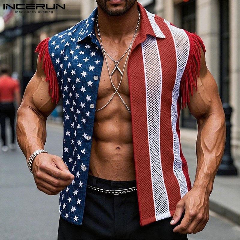 INCERUN Summer Men Lapel Tassel Sleeve Stitching Print Mesh Sheer Casual Tank Tops 5XL чорний
INCERUN Summer Men Lapel Tassel Sleeve Stitching Print Mesh Sheer Casual Tank Tops 5XL чорний